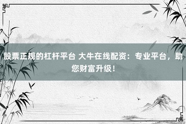 股票正规的杠杆平台 大牛在线配资：专业平台，助您财富升级！