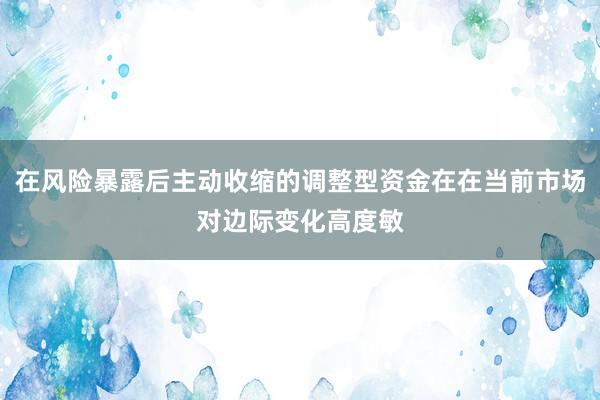 在风险暴露后主动收缩的调整型资金在在当前市场对边际变化高度敏