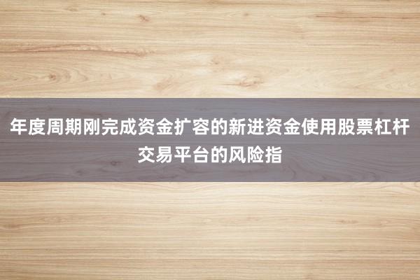 年度周期刚完成资金扩容的新进资金使用股票杠杆交易平台的风险指