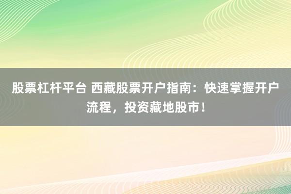 股票杠杆平台 西藏股票开户指南:快速掌握开户流程,投资藏地股市!