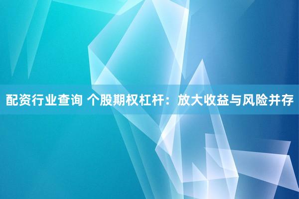 配资行业查询 个股期权杠杆：放大收益与风险并存