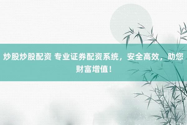 炒股炒股配资 专业证券配资系统，安全高效，助您财富增值！