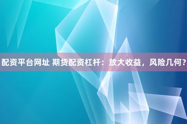 配资平台网址 期货配资杠杆：放大收益，风险几何？